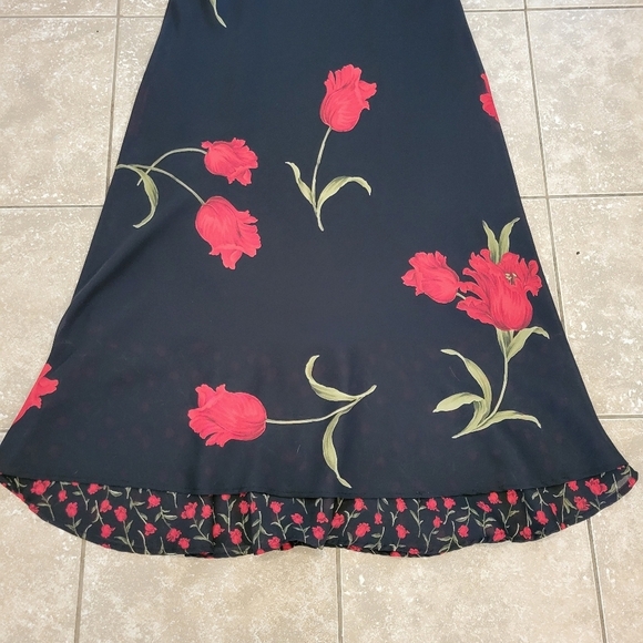 Jessica Howard Women's Vintage Y2k Black Floral Midi Dress. S 10 Witchy Vampire - Picture 6 of 10